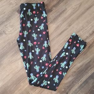 Cactus Print Black Leggings